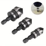 3Pcs Carbon Steel 90-Degree 1/4" Hexagonal Shank Chamfering Woodworking Hole Opener Drill Bits - Image 7