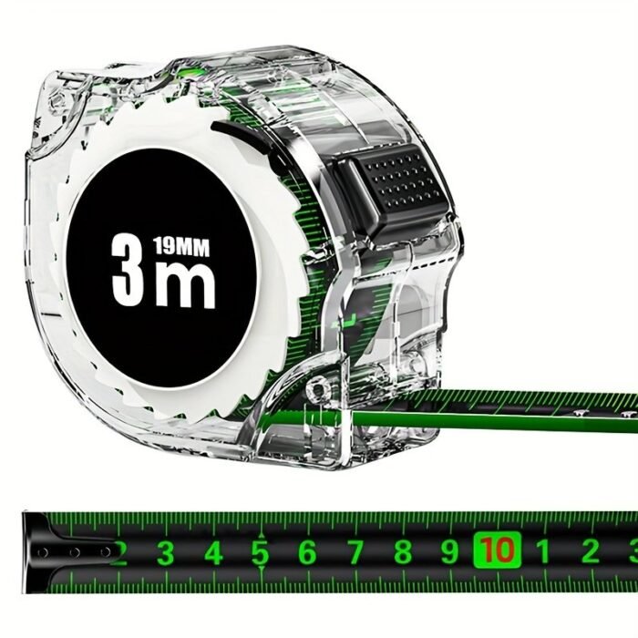 1Pc High-Precision Self-Locking Fluorescent Steel Tape Measure - 5M/16.4Ft, Laser Inkjet Code Box Design, Abs Resin, 0.1Mm Accuracy, With Clear View Display For Construction & Diy Projects - Image 3