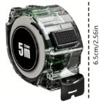 1Pc High-Precision Self-Locking Fluorescent Steel Tape Measure - 5M/16.4Ft, Laser Inkjet Code Box Design, Abs Resin, 0.1Mm Accuracy, With Clear View Display For Construction & Diy Projects - Image 2
