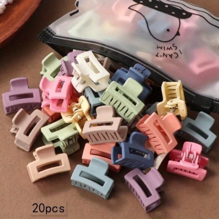 20Pcs Vibrant Solid Color Matted Hollow Out Hair Claw Clips - Trendy Hair Accessories For Women, Daily Use, Stylish Hair Grab Clips With Candy Color Finish, Easy To Use, And Comfortable Wear - Image 1