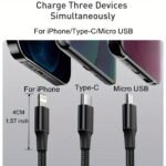 3 In 1 Usb Charging Cable For Iphone/Type-C/Micro Usb Charger Cable For Iphone 14 13 12 Pro Max Xs Max Charger Cable For Samsung, Redmi, Oneplus, Xiaomi Usb C Mobile Phones - Image 2