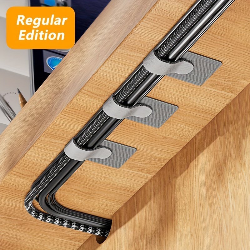 product-open-2024-04-18-1713427228566-4fcf4a7cd51448339f1bcf73a21f8186-goods.jpeg 20Pcs Self-Adhesive Nylon Cable Clips - Strong Grip Wire Organizers For Under Desk, Wall & More - Versatile Cord Management Straps For Home Office, Cord Organizer | Efficient Wire Routing | Flexible Cable Ties - Image 1