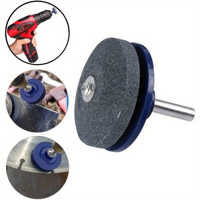 Emery Grit Material Lawn Mower Blade Sharpener - Stainless Steel And Plastic Electric Knife Sharpening Stone With Wear-Resistant Sander Head For Garden Tools - Image 2