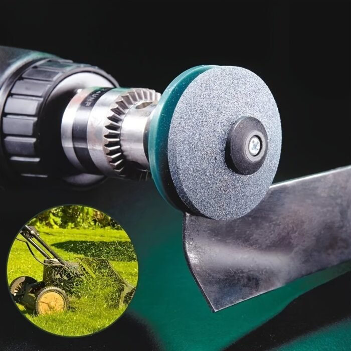 Emery Grit Material Lawn Mower Blade Sharpener - Stainless Steel And Plastic Electric Knife Sharpening Stone With Wear-Resistant Sander Head For Garden Tools - Image 1