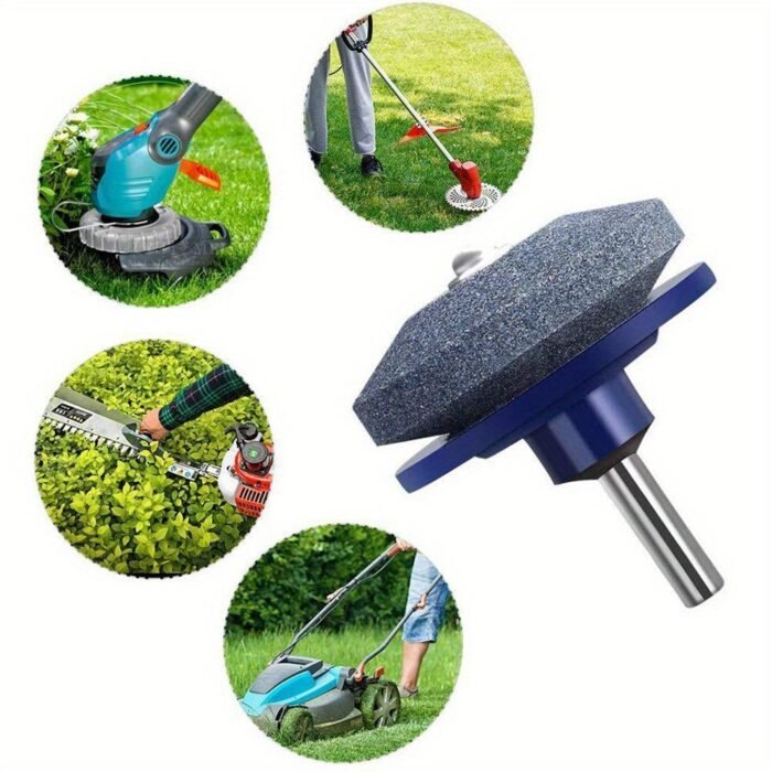 Emery Grit Material Lawn Mower Blade Sharpener - Stainless Steel And Plastic Electric Knife Sharpening Stone With Wear-Resistant Sander Head For Garden Tools - Image 9