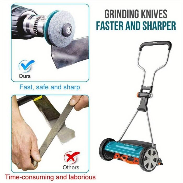 Emery Grit Material Lawn Mower Blade Sharpener - Stainless Steel And Plastic Electric Knife Sharpening Stone With Wear-Resistant Sander Head For Garden Tools - Image 8