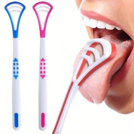 Dual-Sided Tongue Cleaner Brush, Oral Hygiene Tongue Scraper With Non-Slip Handle, Deep Cleaning For Fresh Breath, Oral Care Tool For Men And Women