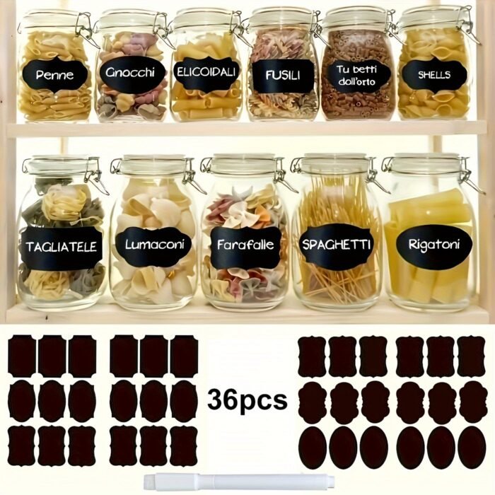 36Pcs Food Storage Container Labels With Pen - Glue-Free, Self-Adhesive, Blackboard Sticker For Spices, Cheese, And More - Kitchen Accessories - Image 7