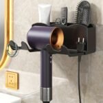 Space-Saving No-Drill Hair Dryer Holder - Easy Wall Mount, Stylish & Secure Bathroom Organizer For Hassle-Free Beauty Routine
