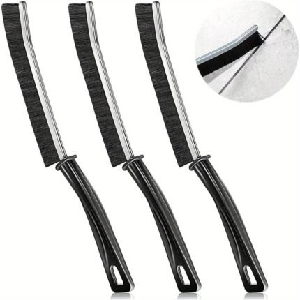 3-Pack Multi-Purpose Crevice Cleaning Brushes Set - No-Electricity Needed Hard Bristle Brushes For Bathroom, Toilet & Kitchen_Gap Cleaning Tool For Sink, Drain & Tile_Joints