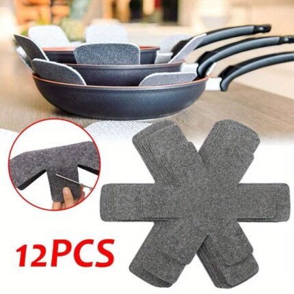 12-Pack Feltguard Non-Stick Scratch-Resistant Polystyrene Felt Pads For Pots And Pans, Cookware Protection Accessories