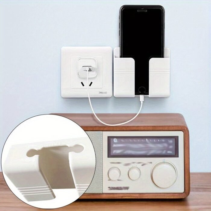 Multifunctional Wall-Mounted Mobile Charger Holder With 1Pc Shower Storage For Phones, Remote Control Organizer, No-Electricity Needed, Durable Plastic Material, Space-Saving Design - Image 8