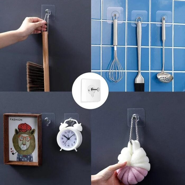 20Pcs Contemporary Wall Mount Utility Hooks - Easy Install, Strong Adhesive, No Drilling, Waterproof Plastic Hangers For Pictures, Frames, Posters, Clocks In Kitchen & Bathroom - Image 6