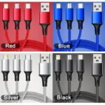 3-In-1 Nylon Braided Usb Cable With Fast Charging, 5-10W Power Delivery, Red & Black, Durable & Flexible Design For Smartphones, Tablets, And Laptops, Smartphone Charging Cable, Multidevice Charging, Modern Cable, Highquality Cable - Image 6