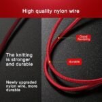 3-In-1 Nylon Braided Usb Cable With Fast Charging, 5-10W Power Delivery, Red & Black, Durable & Flexible Design For Smartphones, Tablets, And Laptops, Smartphone Charging Cable, Multidevice Charging, Modern Cable, Highquality Cable - Image 4