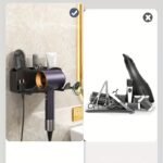 1Pc Wall Mounted Hair Dryer Stand, Bathroom Organizer Stand, Hands-Free Hair Dryer Stand, Suitable For Small To Large Dryers, Space Saving Storage Accessories - Image 4