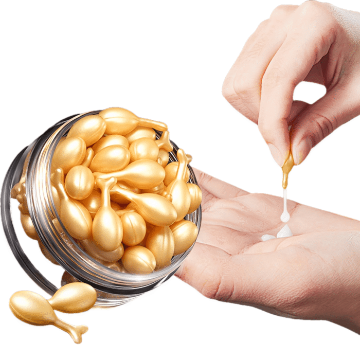 30 Capsules Hyaluronic Acid Placental Essence - Deeply Moisturizing Serum To Improve Light Beige Texture & Glow, Hypoallergenic Facial & Neck Moisturizer For All Light Beige Types, Travel-Friendly Dropper Bottle, Women'S Skincare, Metallic Finish, Highquality Capsule - Image 2