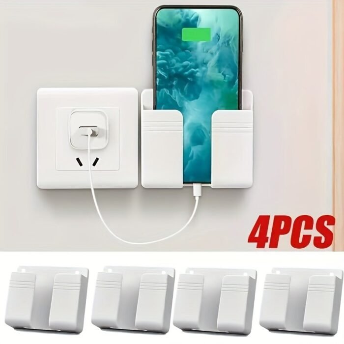 4Pcs Multi-Function Wall Mount Phone Holders With Adhesive & Remote Control Holder - Ideal For Home And Office Use, Phone Stand - Image 4