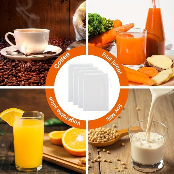 1/5Pcs Premium Nylon Nut Milk Bag - Reusable Fine Mesh Food Strainer For Kitchen, Efficient Brewing & Straining, Easy Clean, Durable Multi-Functional Gadget - Image 6