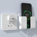 Space-Saving Wall-Mounted Phone Charging Holder - Multi-Functional Plastic Organizer For Bedside & Tv Remote Control Storage - Image 2