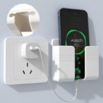 Space-Saving Wall-Mounted Phone Charging Holder - Multi-Functional Plastic Organizer For Bedside & Tv Remote Control Storage - Image 3