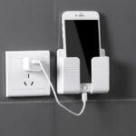 Space-Saving Wall-Mounted Phone Charging Holder - Multi-Functional Plastic Organizer For Bedside & Tv Remote Control Storage