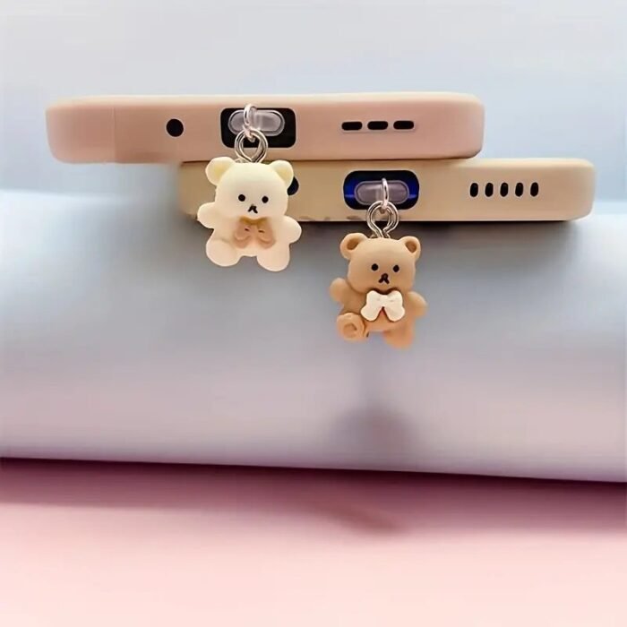 1Pc Cute Bear Mobile Phone Dust Plug, Suitable For Iphone/Type-C Android Connectors - Image 1