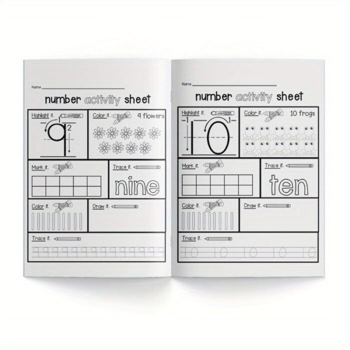 1Pc Kids Educational Number Activity Book By Zhidian International ? English Pre-K Handwriting Practice Workbook, Number Formation Sheets For Ages 5+, Publication Date 2024-05-01 - Image 4