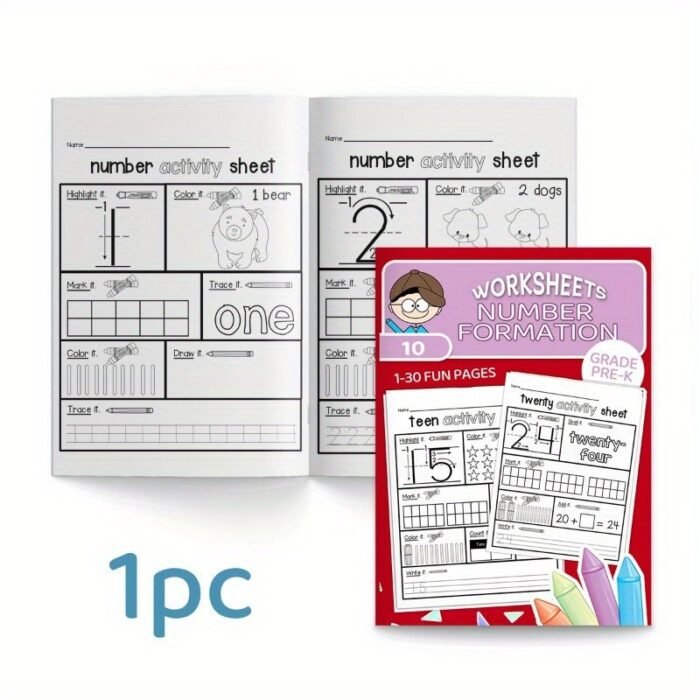 1Pc Kids Educational Number Activity Book By Zhidian International ? English Pre-K Handwriting Practice Workbook, Number Formation Sheets For Ages 5+, Publication Date 2024-05-01 - Image 1