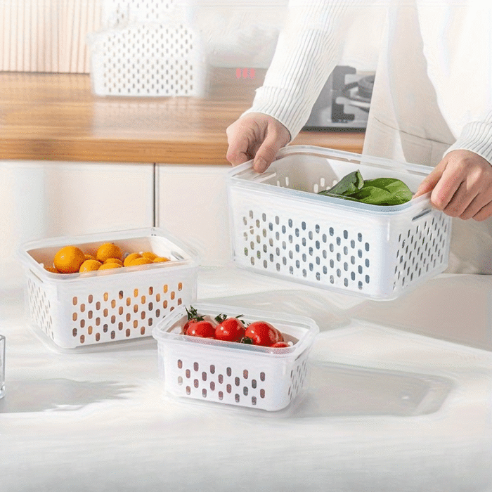 4Pcs/Set - Premium Leak-Proof Food Storage Containers, 2-Layer Airtight Design For Easy Meal Prep - Reusable & Stackable Kitchen Organizers - Perfect For Fruits, Vegetables, Meat & Grains - Image 6