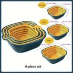 6-Piece Plastic Colander Set, Double-Layer Drain Basket, Reusable Kitchen Strainers For Rinsing Fruits And Vegetables, Multipurpose Kitchen Tools And Accessories - Image 3