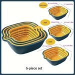 6-Piece Plastic Colander Set, Double-Layer Drain Basket, Reusable Kitchen Strainers For Rinsing Fruits And Vegetables, Multipurpose Kitchen Tools And Accessories - Image 2