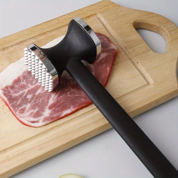 1Pc Zinc Alloy Meat Mallet - Heavy Duty Kitchen Meat Tenderizer Hammer With Rubber Grip, Stainless Steel Head For Effortless Pounding And Tenderizing, Perfect For Home Cooks, Cooking Accessory | Modern Kitchen Tool | Durable Kitchen Hammer - Image 4