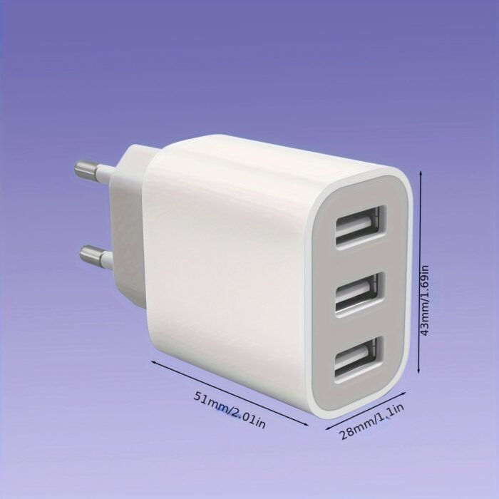3 Port Quick Charger Usb Wall Charger, Charger Adapter, Plug Cube For Iphone 14 13 12 11 Pro Max 10 Se X Xs 8 Plus For Power Block Fast Charging Box Brick - Image 2