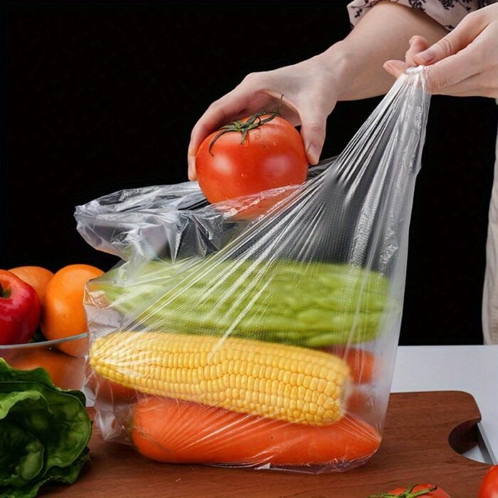 100Pcs Large Transparent Disposable Food Storage Bags - Leakproof, Freezer-Safe For Supermarket & Convenience Store Use - Image 5