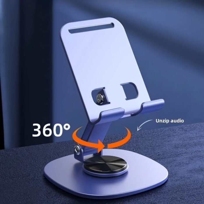Compact 360? Rotating Metal Phone Stand - Adjustable, Foldable Desktop Holder With Sturdy Base & Support Rod For All Smartphones & Tablets, Ideal Office Accessory, Phone Holder For Desk - Image 6