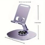 Compact 360? Rotating Metal Phone Stand - Adjustable, Foldable Desktop Holder With Sturdy Base & Support Rod For All Smartphones & Tablets, Ideal Office Accessory, Phone Holder For Desk - Image 2