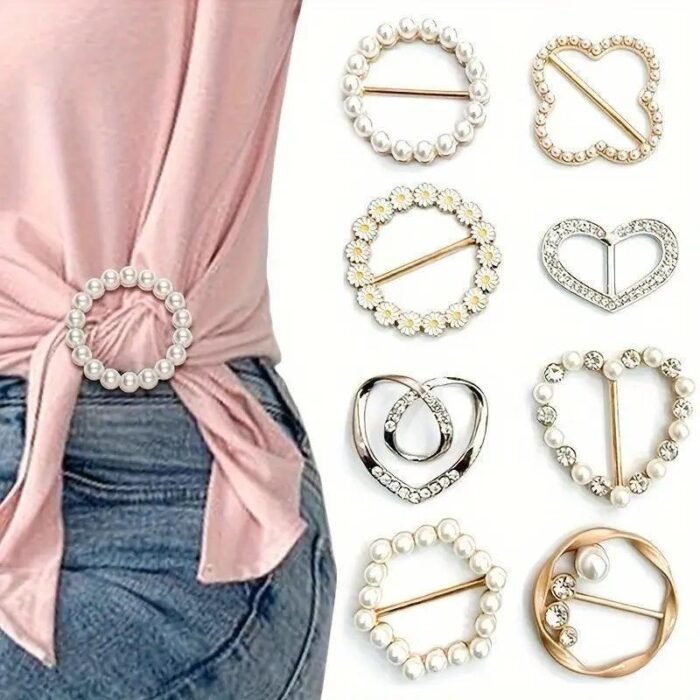 6Pcs Sparkling Rhinestone Hollow T-Shirt Clips - Fashionable Alloy Buttons Suitable For Men And Women. - Image 2