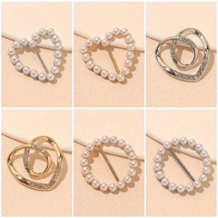 6Pcs Sparkling Rhinestone Hollow T-Shirt Clips - Fashionable Alloy Buttons Suitable For Men And Women. - Image 1