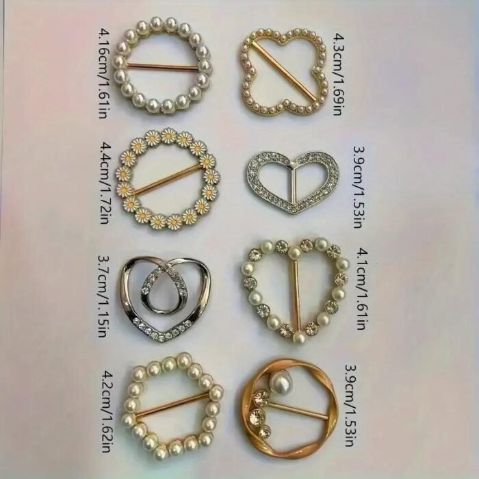 6Pcs Sparkling Rhinestone Hollow T-Shirt Clips - Fashionable Alloy Buttons Suitable For Men And Women. - Image 4