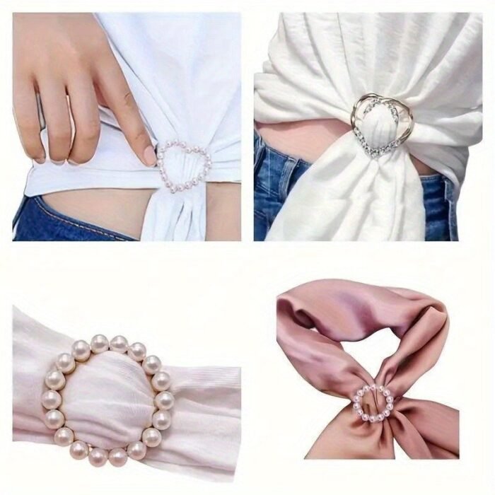 6Pcs Sparkling Rhinestone Hollow T-Shirt Clips - Fashionable Alloy Buttons Suitable For Men And Women. - Image 3