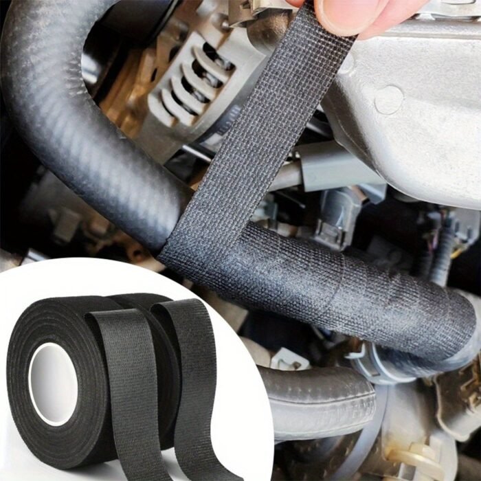 1 Roll Heat-Resistant Self-Adhesive Cable Wrap Tape, Waterproof Insulation Fabric For Automotive Wiring Harness, Cable Organizer And Protection, No Power Or Battery Required, Without Battery - Image 4