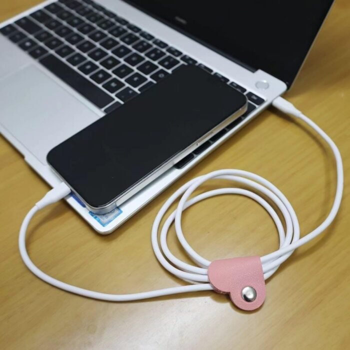 10-Pack Heart-Shaped Faux Leather Cable Straps, Multi-Color Headphone & Headset Cable Organizer, Non-Battery Cable Management Clips, Unisex Cable Fixator Set - Image 7
