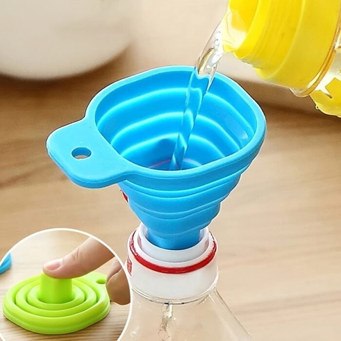 1Pc Flexifunnel Collapsible Silicone Funnel - Flexible & Space-Saving Design For Kitchen & Restaurant Use - Ideal For Pouring Liquids, Jams, Beans - Random Color - Image 2