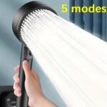 1Pc High Pressure Shower Head With Silicone Nozzles - 5 Spray Modes (Rain, Massage, Spa), Wall-Mounted Fit, Durable Plastic Construction For Enhanced Bathing Experience, Bathroom Upgrade, Sleek Design, Easy Installation, Adjustable Spray, Home Improvement