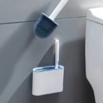 Wall-Mounted Toilet Brush Set, Silicone-Headed Bathroom Cleaning Kit, Space-Saving Long Handle Toilet Cleaner, Ergonomic Design, With 2 Brushes & Holder, For No Electricity Needed, Ideal For Living Room, Bathroom, Toilet, Kitchen Cleaning - Image 9