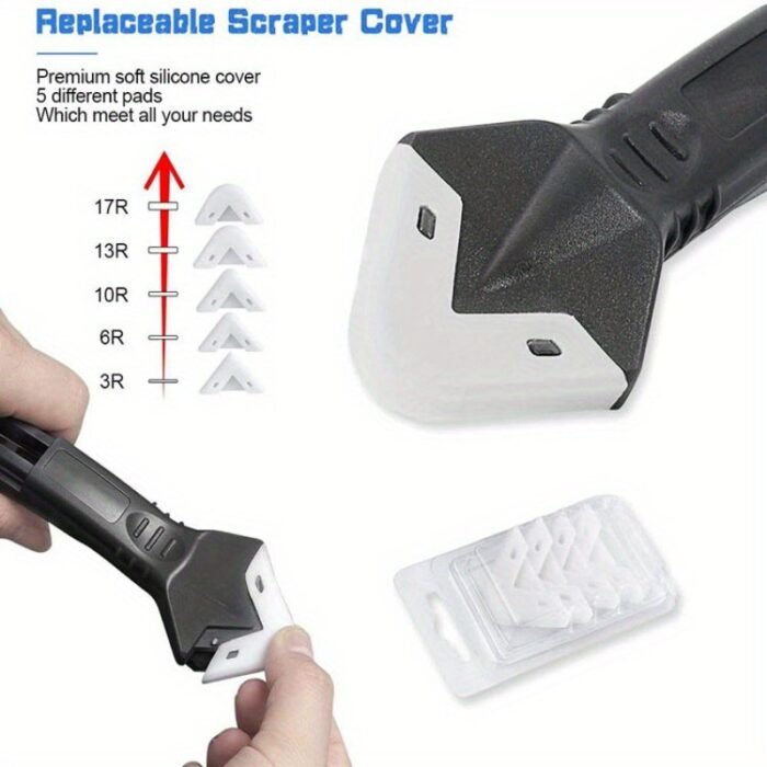 1 Set 3-In-1 Silicone Caulking Tool With Stainless Steel Head- Ideal For Sealing, Cleaning, And Scraping Glue- Durable Plastic Handle For Easy Use, Caulking Tool| Ergonomic Handle| Durable Plastic - Image 6