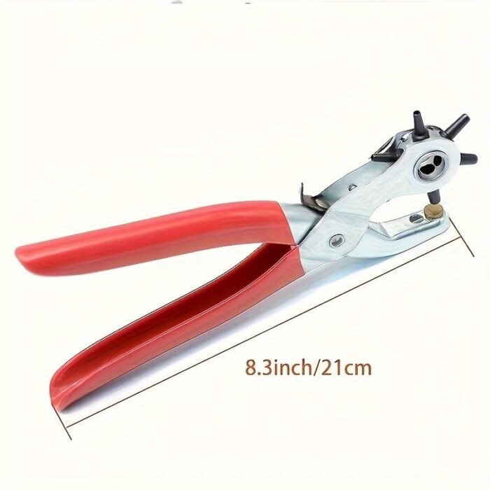 1Pc Heavy-Duty Faux Leather Belt Hole Punch Pliers ? Rotary Steel Hand Tool With Red Rubberized Grip For Belts, Sewing Projects & Crafting ? Perfect Gift For Diy Enthusiasts, Faux Leather Hole Punch Tool, Leatherworking Equipment | Efficient Hole Puncher | Durable Hand Tool - Image 4