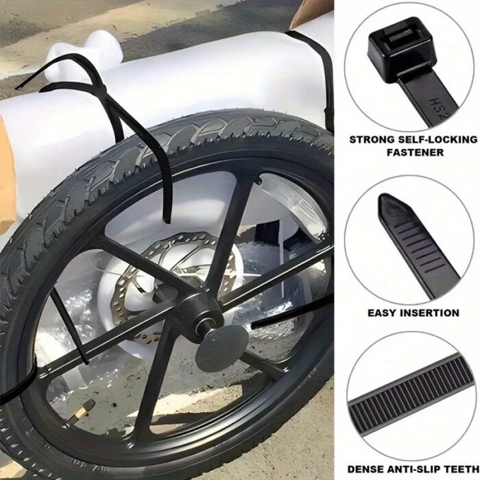 300Pcs 10.16/15.24/20.32 Cm Black Nylon Zip Ties, Adjustable Self-Locking Zip Ties, Waterproof And Anti Slip, Fixing And Bundling Zip Ties, Suitable For Outdoor Cables, Gardening And Household Multi-Purpose Bundling - Image 9