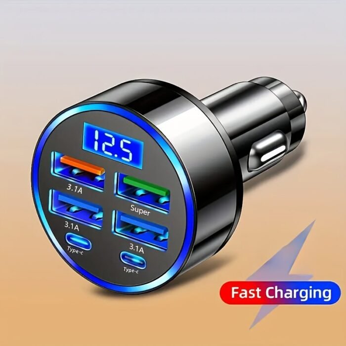 Lan Xun Ultra-Fast Dual Pd Usb& Type-C Car, 12-24V Quick Charge With Digital Display And Overcharge Smartphones, Portable - Image 1
